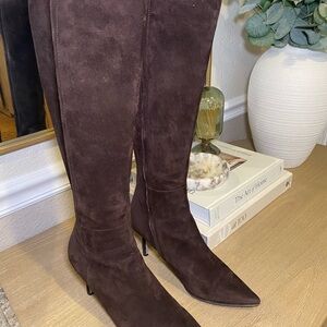 Sergio Rossi Dark Brown Suede Knee High Boots Sz 7 - GREAT CONDITION!